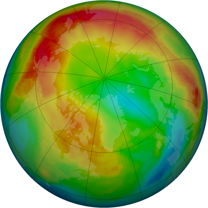 Arctic ozone map for 19 January 1986